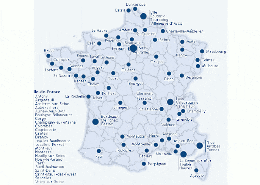 les villes en france